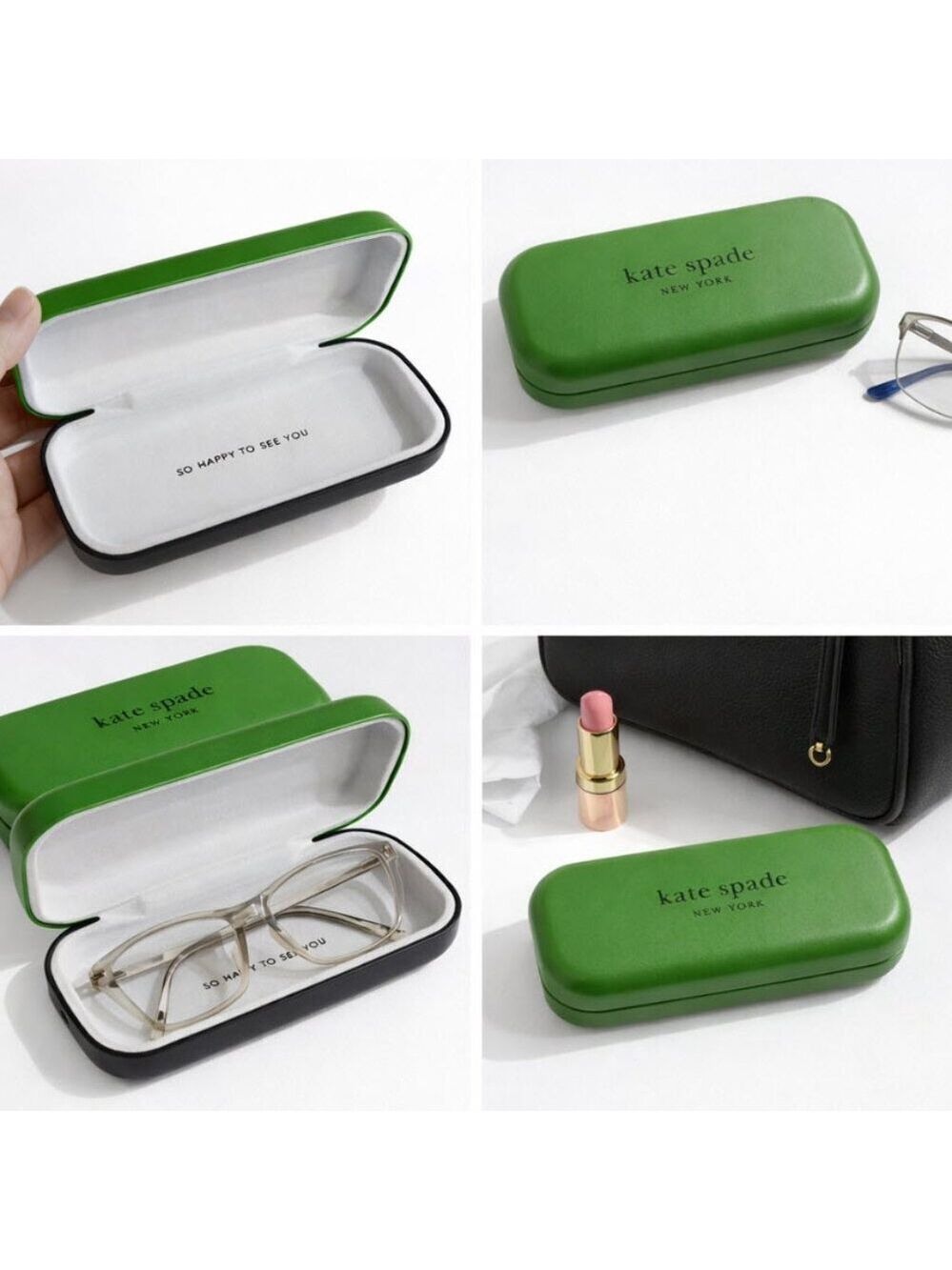 Kate Spade Eyewear Case Hard Shell Green Glasses Sunglasses Travel